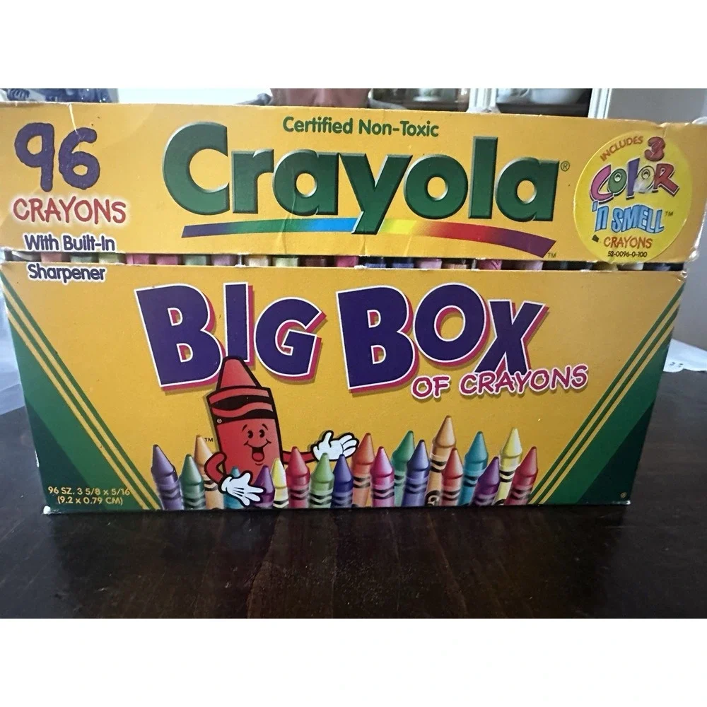 Vtg 1997 93 Crayola Big Box Crayons Built In Sharpener Retired And Rare Colors